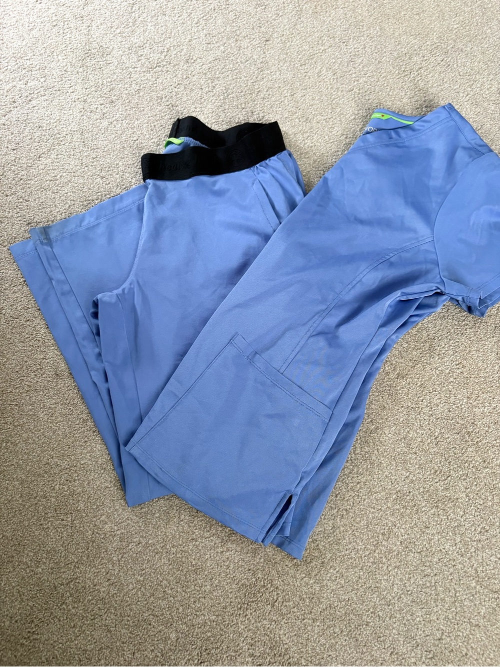 healing hands Light Blue Scrub Pants with Black Waistband
